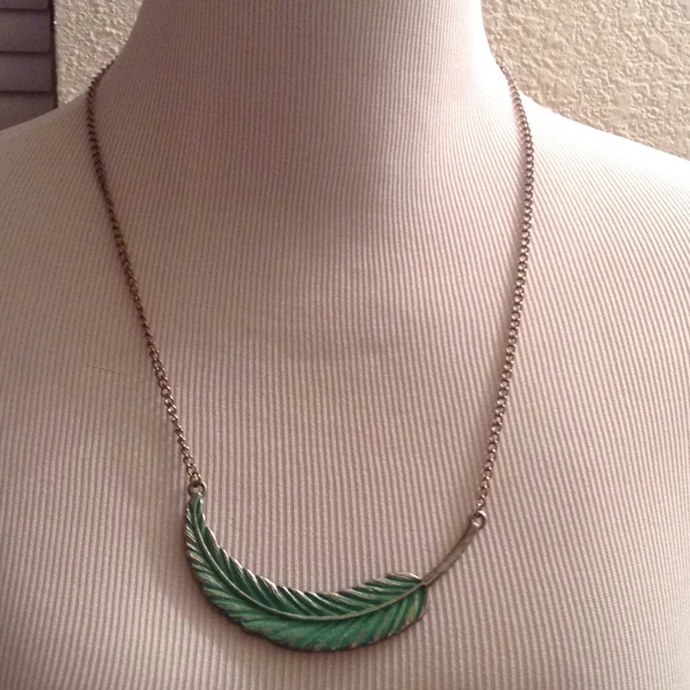 Blue and Gold Feather Necklace